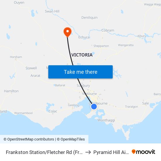 Frankston Station/Fletcher Rd (Frankston) to Pyramid Hill Airport map