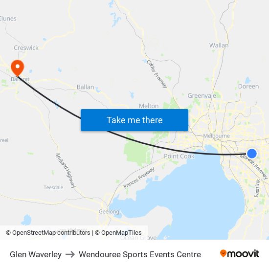 Glen Waverley to Wendouree Sports Events Centre map