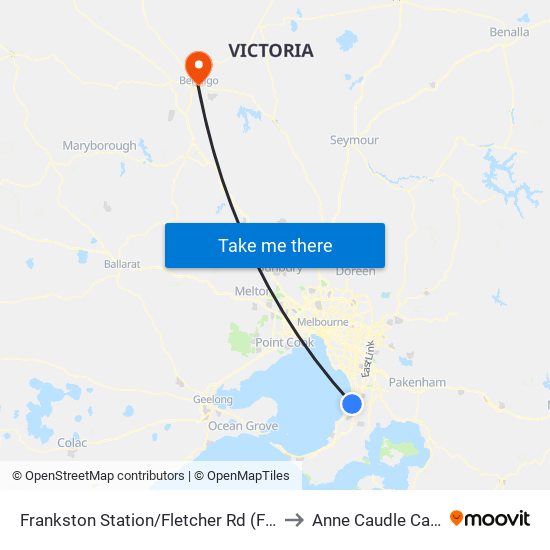 Frankston Station/Fletcher Rd (Frankston) to Anne Caudle Campus map