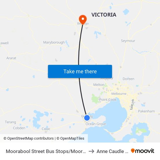 Moorabool Street Bus Stops/Moorabool St (Geelong) to Anne Caudle Campus map