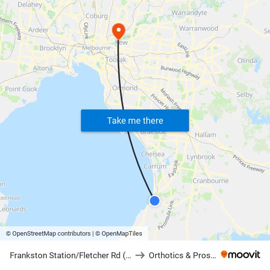 Frankston Station/Fletcher Rd (Frankston) to Orthotics & Prosthetics map