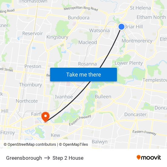 Greensborough to Step 2 House map