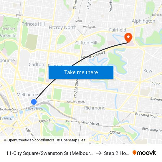 11-City Square/Swanston St (Melbourne City) to Step 2 House map