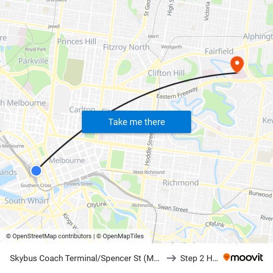 Skybus Coach Terminal/Spencer St (Melbourne City) to Step 2 House map