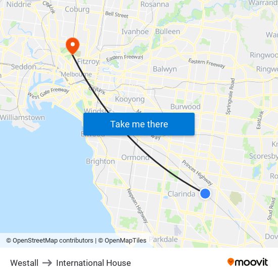 Westall to International House map