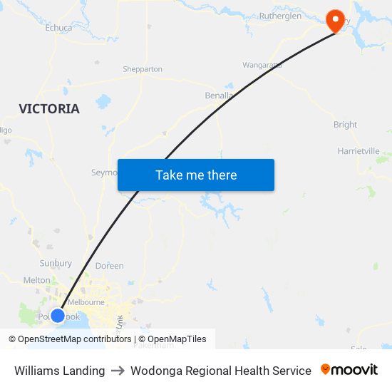 Williams Landing to Wodonga Regional Health Service map