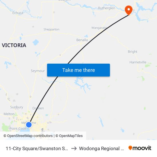 11-City Square/Swanston St (Melbourne City) to Wodonga Regional Health Service map