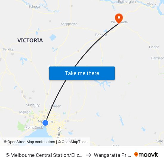 5-Melbourne Central Station/Elizabeth St (Melbourne City) to Wangaratta Private Hospital map