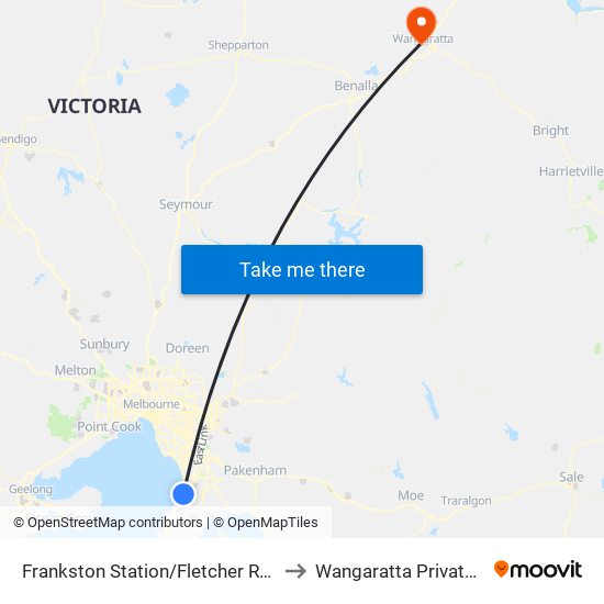 Frankston Station/Fletcher Rd (Frankston) to Wangaratta Private Hospital map