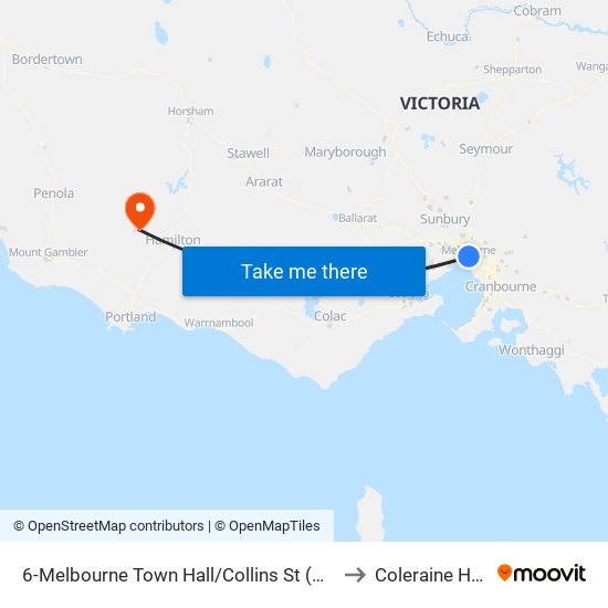6-Melbourne Town Hall/Collins St (Melbourne City) to Coleraine Hospital map