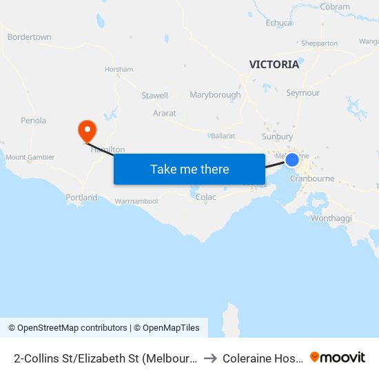 2-Collins St/Elizabeth St (Melbourne City) to Coleraine Hospital map