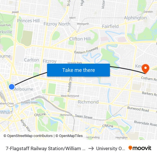 7-Flagstaff Railway Station/William St (Melbourne City) to University Of Divinity map