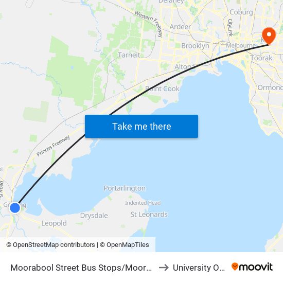 Moorabool Street Bus Stops/Moorabool St (Geelong) to University Of Divinity map