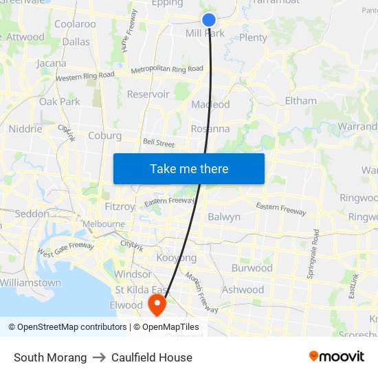 South Morang to Caulfield House map