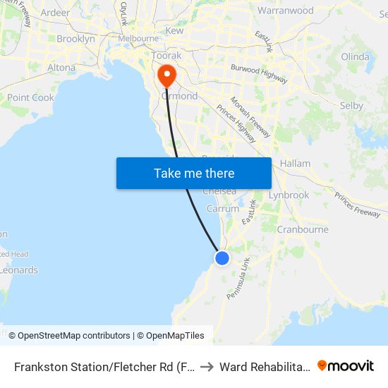 Frankston Station/Fletcher Rd (Frankston) to Ward Rehabilitation C map