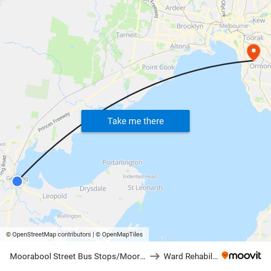 Moorabool Street Bus Stops/Moorabool St (Geelong) to Ward Rehabilitation C map