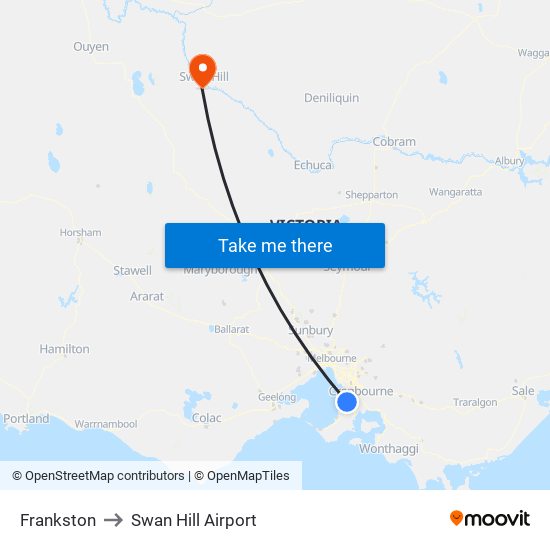 Frankston to Swan Hill Airport map