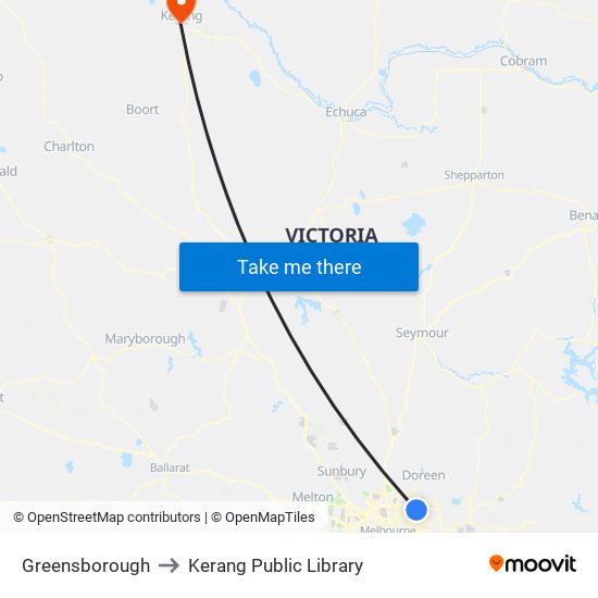 Greensborough to Kerang Public Library map