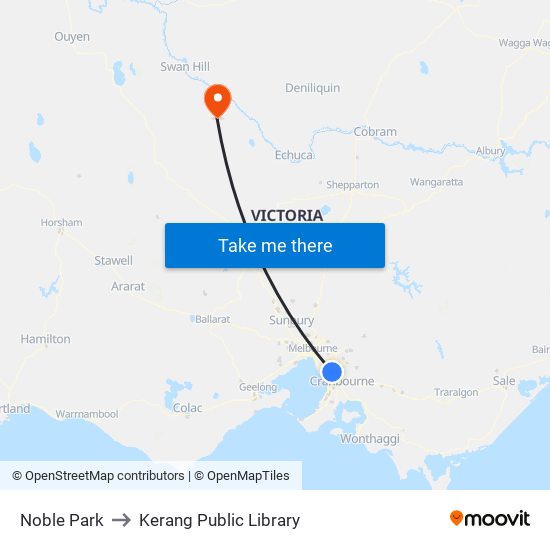 Noble Park to Kerang Public Library map