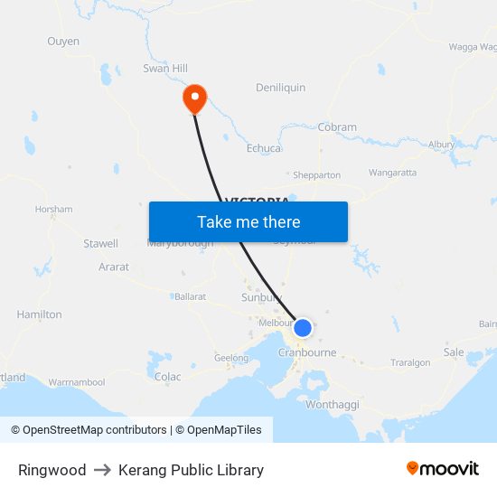 Ringwood to Kerang Public Library map