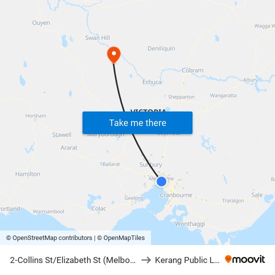 2-Collins St/Elizabeth St (Melbourne City) to Kerang Public Library map