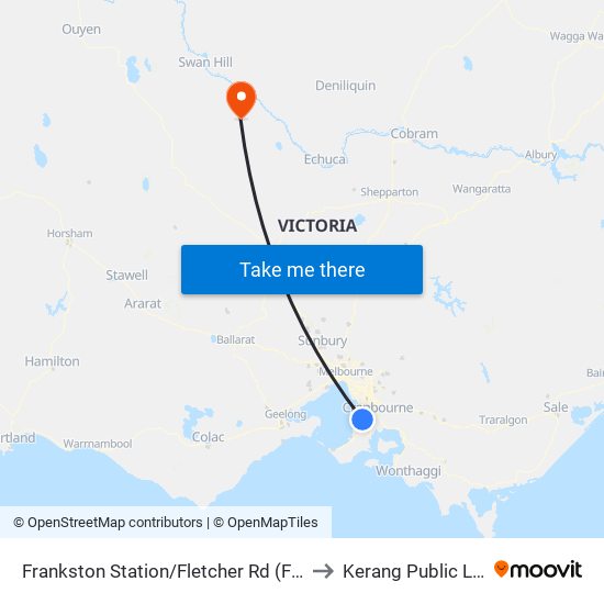 Frankston Station/Fletcher Rd (Frankston) to Kerang Public Library map