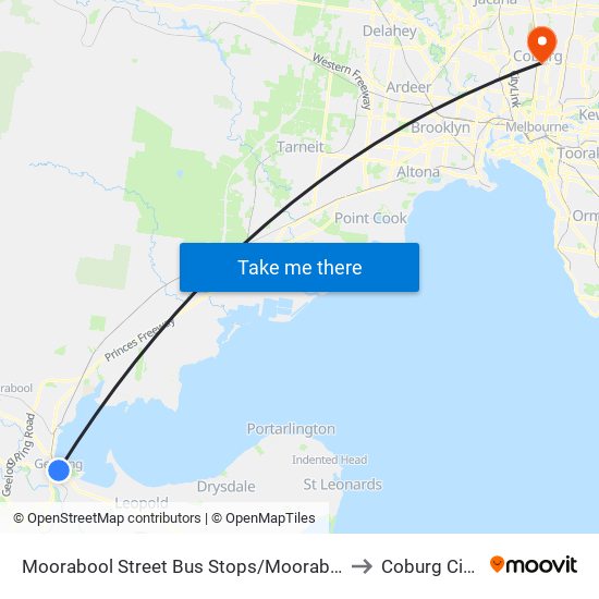 Moorabool Street Bus Stops/Moorabool St (Geelong) to Coburg City Oval map