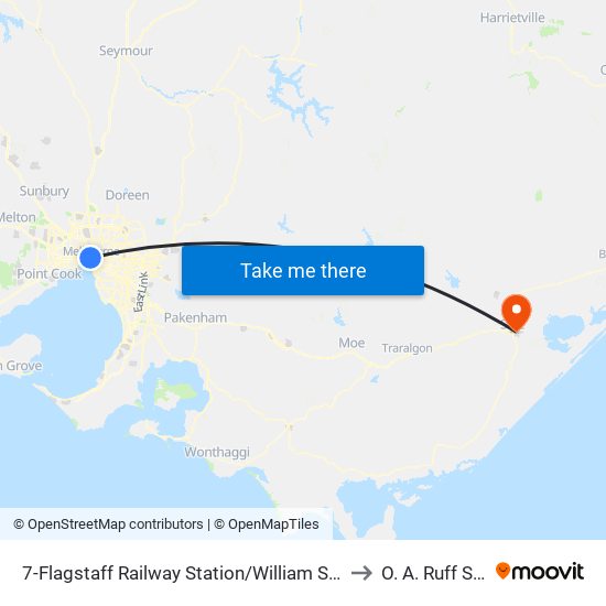 7-Flagstaff Railway Station/William St (Melbourne City) to O. A. Ruff Stadium map