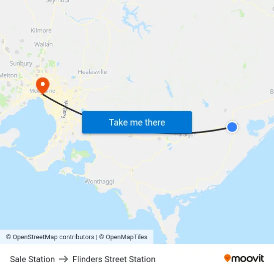 Sale Station to Flinders Street Station map