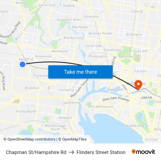 Chapman St/Hampshire Rd to Flinders Street Station map
