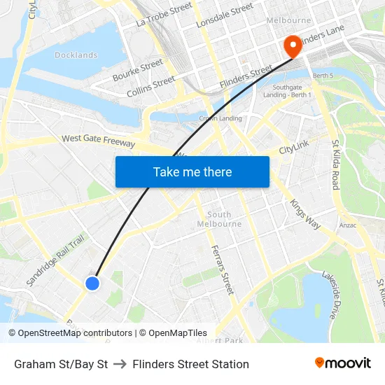 Graham St/Bay St to Flinders Street Station map
