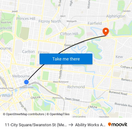 11-City Square/Swanston St (Melbourne City) to Ability Works Australia map