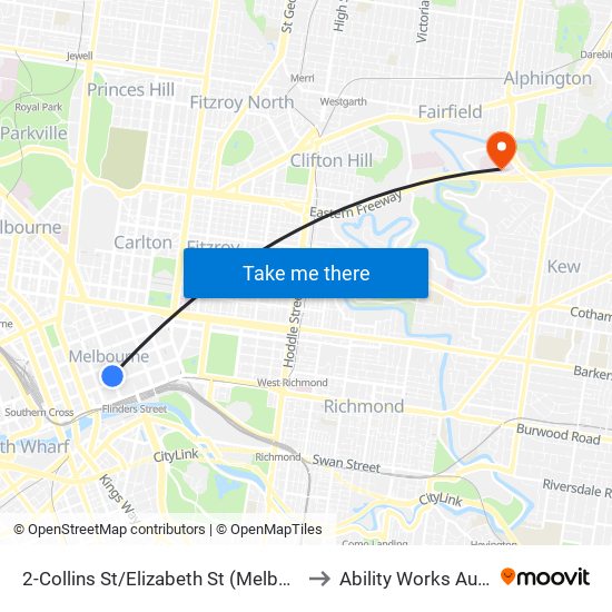 2-Collins St/Elizabeth St (Melbourne City) to Ability Works Australia map