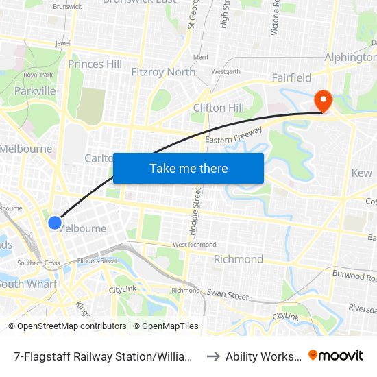 7-Flagstaff Railway Station/William St (Melbourne City) to Ability Works Australia map