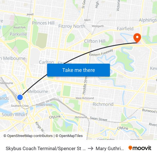 Skybus Coach Terminal/Spencer St (Melbourne City) to Mary Guthrie House map