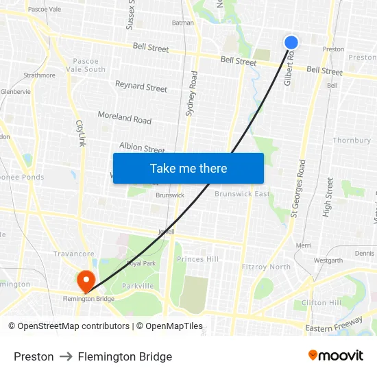 Preston to Flemington Bridge map