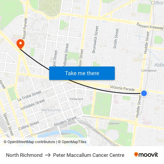 North Richmond to Peter Maccallum Cancer Centre map