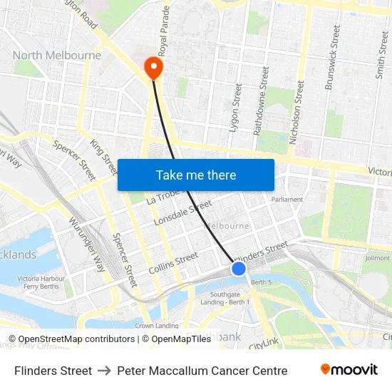 Flinders Street to Peter Maccallum Cancer Centre map