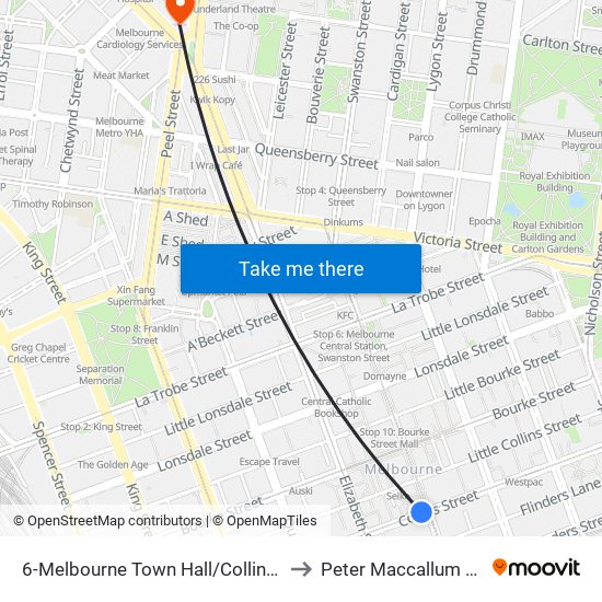 6-Melbourne Town Hall/Collins St (Melbourne City) to Peter Maccallum Cancer Centre map