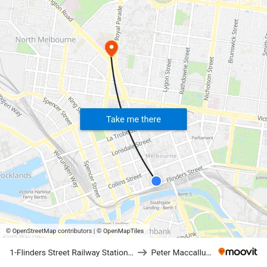 Flinders Street Railway Station/Elizabeth St #1 to Peter Maccallum Cancer Centre map