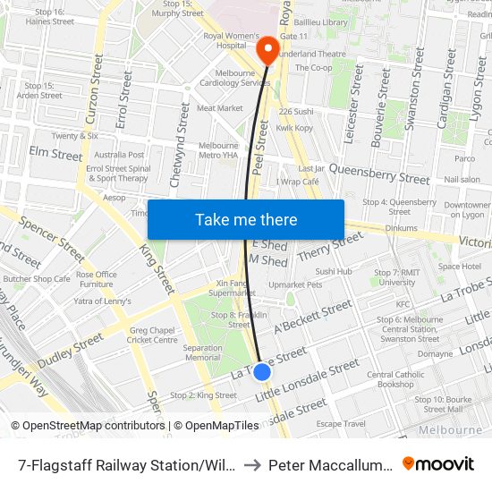 7-Flagstaff Railway Station/William St (Melbourne City) to Peter Maccallum Cancer Centre map