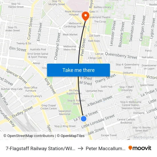 Flagstaff Railway Station/William St #7 to Peter Maccallum Cancer Centre map