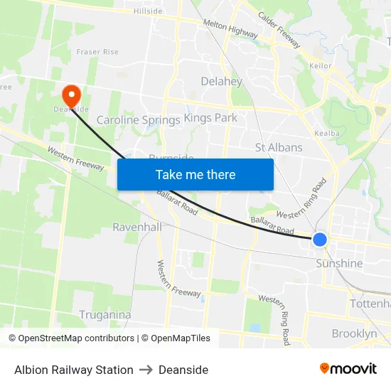 Albion Railway Station to Deanside map