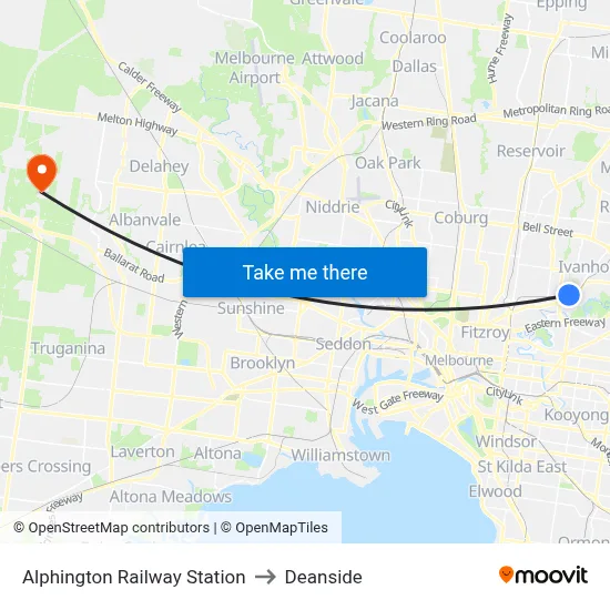 Alphington Railway Station to Deanside map