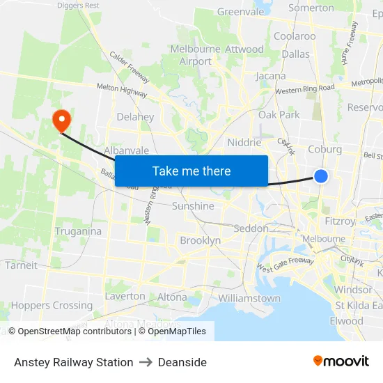 Anstey Railway Station to Deanside map