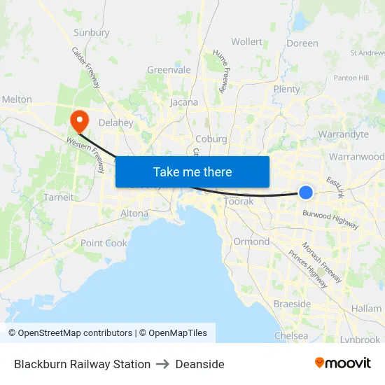 Blackburn Railway Station to Deanside map