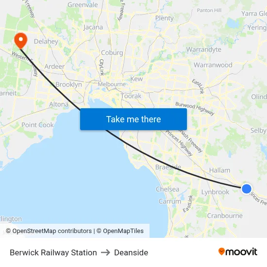 Berwick Railway Station to Deanside map