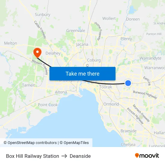 Box Hill Railway Station to Deanside map