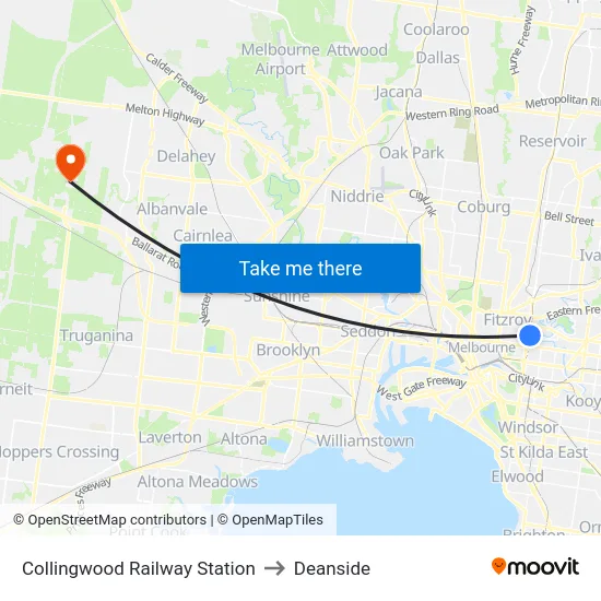 Collingwood Railway Station to Deanside map