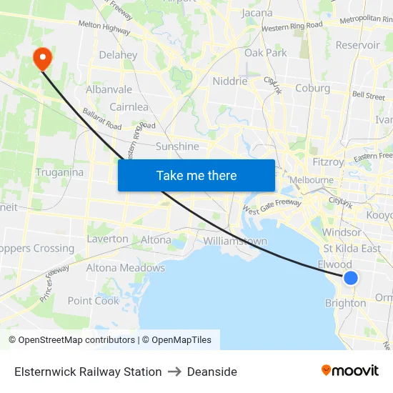Elsternwick Railway Station to Deanside map
